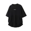 Camiseta Casual de Manga Corta Estilo Americano para Hombre, Verano Ajuste Holgado con Cierre de Botón en el Hombro y Bordado de Letras Camiseta de Media Manga