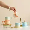 Taza de café de cerámica de alta gama, exquisita, estilo ins, con cuchara y platillo, juego de regalo, taza transfronteriza, regalo de empresa