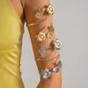 Pulsera de Brazo con Flor de Goteo de Aceite Estilo Metal Europeo y Americano, Pulsera de Moda y Dulce, Joyería de Gama Alta de Nicho