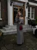 Vestido Suéter de Punto con Cuello de Una Línea para Socialité Europea y Americana de Amazon 2025 Falda Larga de Alta Gama que Cubre la Cintura y las Caderas para Mujer