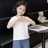 Polo Colorido de Estrellas para Niña con Diseño Lindo Versátil, Estilo Moderno, Camiseta con Adorno de Encaje para Niños Pequeños, Envío Transfronterizo