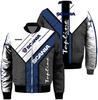 Uniforme de baseball de inverno europeu e americano para homens, nova moda de rua, fitness, esportes, piloto digital 3D, jaqueta com logotipo de carro para homens