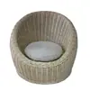 Cadeira de lazer preguiçosa de Rattan para hotéis e pousadas, assento individual de vime natural trançado à mão para espaços pequenos