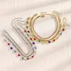 Conjunto de tornozeleiras de corrente com cristal de coração colorido minimalista transfronteiriço europeu e americano, acessório de pé de corrente de metal torcido da moda