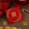 2025 Novo Casamento Casamento Casamento Bloqueando Porta Envelope Vermelho Especial de Casamento Estampagem a Quente Pequena Bolsa de Casamento Palavra Feliz de Casamento