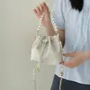 Bolso de Cubo con Cadena de Perlas de Mano para Mujer, Nuevo Estilo Chino de Verano, Bolso de Hombro Bordado de Moda Nicho, Bolso Cruzado Sencillo