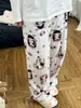 Conjunto de Pijama Caliente de Franela Doble Cara para Mujer Pijama de Dibujos Animados Crayon Shin-chan para Estar en Casa Pantalón Largo