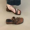 Sandalias de Cuña con Suela Gruesa y Punta Cuadrada sin Cierre para Mujer, Adecuadas para Usar con Faldas, Estilo Retro, Sandalias de Doble Uso