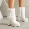 Botines Dulces Lolita con Cuello de Piel, Botas de Media Caña para Mujer, Plataforma de Tacón Alto Grueso, Botas de Monta, Tallas 40-50, Comercio Exterior