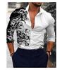 Comercio Exterior Transfronterizo Primavera Nuevo Estampado Digital Camisa Casual de Manga Larga para Hombre Talla Grande Camisa de Solapa para Hombre