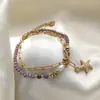 Pulseira de alta qualidade transfronteiriça Pulseira de pérola de pedra natural boêmia novo aço inoxidável cor de estrela-do-mar cristal