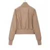 Ropa de Mujer Transfronteriza Otoño e Invierno 2026 Moda Europea y Americana Chaqueta Bomber de Cuero Sintético con Cremallera Decorada para Mujer F71195