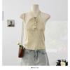 Top Interno Feminino Malha Alças Finas Gola Alta Sem Mangas Estilo Hot Girl Pura Luxúria Novo Estilo Verão Costas Abertas Emagrecimento