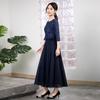 Vestido Elegante 2026 Novo Verão Emagrecedor Preto Manga Média Cintura Alta Estilo Hepburn Nicho Comprimento Médio Vestido de Noite