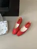 Sapatos Baixos de Bico Quadrado Suaves Estilo Francês para Mulheres, Novidade Primavera/Verão 2026 Sapatilhas de Cetim com Laço, Bico Quadrado, Solado Macio