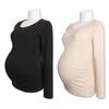 Ropa de Maternidad para Otoño e Invierno, Terciopelo Térmico de Doble Cara, Nueva Ropa Exterior para Madres Embarazadas, Talla Grande, Cubre Vientre, Aspecto Adelgazante, Camiseta Térmica de Moda