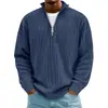 Amazon 2025 Nuevo Otoño e Invierno para Hombre Casual Cuello Alto Cremallera Punto Grueso Manga Larga Sudadera tipo Polo para Hombre