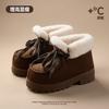 Botas de Nieve Altas Invierno Nuevas Suela Gruesa Engrosadas Cálidas Con Cordones Forro de Piel Algodón Botas Zapatos para Usar al Aire Libre Cómodos Zapatos de Algodón para Mujer