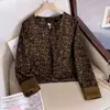 Chaqueta Corta Estampado Leopardo Bloques de Color Parche Coco Estilo Mujer 2026 Primavera Otoño Nueva Chaqueta Superior Estilo Melade para Mujer