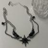 Collar punk de alas de estrella de diamante negro para mujer, diseño de nicho, subcultura y2g, personalidad de chica hot, cadena de clavícula de alta gama