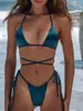 2024 Lançamento Novo Popular Europeu e Americano Exportação Bolsa Triangular Alças de Maiô Feminino Sexy Maiô Cortado Bikini