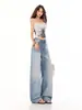 Jeans Rasgados para Mujer, Pantalones de Pierna Ancha de Cintura Alta para Otoño, Pantalones Sueltos Adelgazantes, Jeans de Pierna Ancha para Mujer de Otoño, Pantalones Rasgados