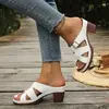 Novos sapatos femininos versáteis, tira cruzada, tamanho grande, confortáveis, sola macia, fivela, bico aberto, sandálias de salto grosso de comércio exterior para o verão, disponíveis para venda transfronteiriça