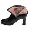 Una generación de cómodas botas cortas pequeñas para mujer invierno 2024 nuevas botas Martin con forro polar, tacones altos, zapatos gruesos