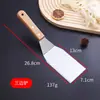 Pala de cocina con mango de madera pala para freír pala de acero inoxidable pala para teppanyaki pala para cocinar herramienta para bistec y barbacoa fábrica en stock