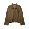 Roupas femininas transfronteiriças em estoque: Casaco de camurça estilo europeu e americano, caimento solto, jaqueta bomber de camurça para outono, disponível em 9 cores