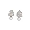 Novos Brincos de Árvore de Natal de Pérola e Zircônia Estilo Ins de Luxo Leve Moda de Alta Qualidade Exquisitos Versáteis Brincos de Agulha de Prata Esterlina 925
