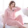 Pijama Sándwich de Algodón Aire para Mujer Otoño e Invierno Algodón Manga Larga Grueso Cálido Tres Capas Acolchado de Algodón Ropa para el Hogar Cubierta