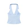 Nuevo Top Sexy Sin Espalda de Estilo Europeo y Americano para Mujer, Color Sólido Versátil, Estilo Camisa sin Mangas con Cuello Halter