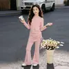Conjunto de Roupa para Meninas Primavera e Outono 2026 Novo Casual Estilo Coreano Conjunto de Duas Peças Manga Longa para Meninas Mais Velhas, Tendência Transfronteiriça
