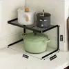 Prateleira de mesa de cozinha em camadas, prateleira de armazenamento para bancada, suporte para panelas, artefato de armário, armário para panelas, armazenamento, grade divisória multicamadas