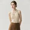 Novo Colete Feminino de Cashmere Outono/Inverno com Decote V, Sem Mangas, Alças Finas e Modelagem Justa - Peça para Usar por Baixo