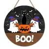 Colgante redondo de calabaza y gato negro de Halloween transfronterizo para decoración de ambiente de fiesta navideña, decoración de pared de entrada de sala de estar