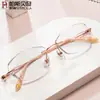 Gafas sin montura con corte de diamante para miopía en mujeres, Gafas online de titanio puro, Se pueden equipar con monturas ultraligeras con receta para luz azul