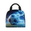Bolsa Tote Aislada con Tema de Fútbol de Gran Capacidad, Incluye Lonchera y Fiambrera, Bolsa de Almuerzo Grande de Papel de Aluminio para Estudiantes
