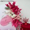 Orden de boda banquete de bodas flor artificial rosa roja floral decoración de boda tarjeta de bienvenida tablero KT flor falsa de boda flor de seda flor decorativa