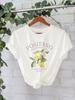Estación Independiente Europea y Americana Transfronteriza Elegante Camiseta para Mujer en Stock Estampado de Flores de Limón Positano Verano Nueva de Manga Corta