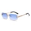 Nuevas Gafas de Sol de Moda Europeas y Americanas Transfronterizas para Hombres, Gafas de Sol Sin Montura de Moda para Mujeres, Gafas de Sol Poligonales con Bordes Cortados
