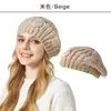 Chapéu de Tricô Novo da Amazon para Venda Internacional, Boina de Lã Cor Sólida com Padrão Trançado, Chapéu Feminino da Moda e Versátil para Circunferência Craniana Grande
