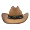 Sombrero de Jazz de Comercio Exterior Estilo Étnico Verano Hombres y Mujeres Paja Dura Copa Sombrero de Paja Vaquero Protector Solar Sombrero Visera Sombrero de Pescador