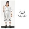 Roupas infantis de rua Hip-Hop Hiphop Roupas da moda para crianças Hip-Hop Meninos Couro brilhante Solto Terno de manga curta Meninas Roupas de desempenho