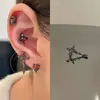 Colección Serie Colgante Clavos de Hueso de Oreja Pendientes de Tornillo de Acero de Titanio Perforación de Oreja para Mujer Pendientes de Clavo Coclear
