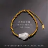 Pulsera Cruz Alienígena Barroca Perla Artificial Piedra Triturada Acero de Titanio Apilable Joyería de Mano de Nicho En Stock Al Por Mayor