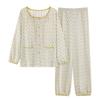 Traje de Casa para Niña Estilo Literario Primavera y Otoño Cardigan Largo de Cuello Redondo Pijama Transpirable con Almohadillas en el Pecho Estilo Celebridad de Internet