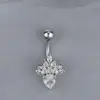 Anillo de Ombligo de Acero Inoxidable con Circonita Incrustada en Forma de Corazón de Melocotón con Lazo, Rosca Externa, Anillo de Piercing de Ombligo Transfronterizo Europeo y Americano