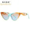 Nuevas Gafas de Sol de Moda Tendencia Estilo Ojo de Gato Transfronterizo Punto Metálico Perla Protección UV 5697 Gama Alta Versátiles
